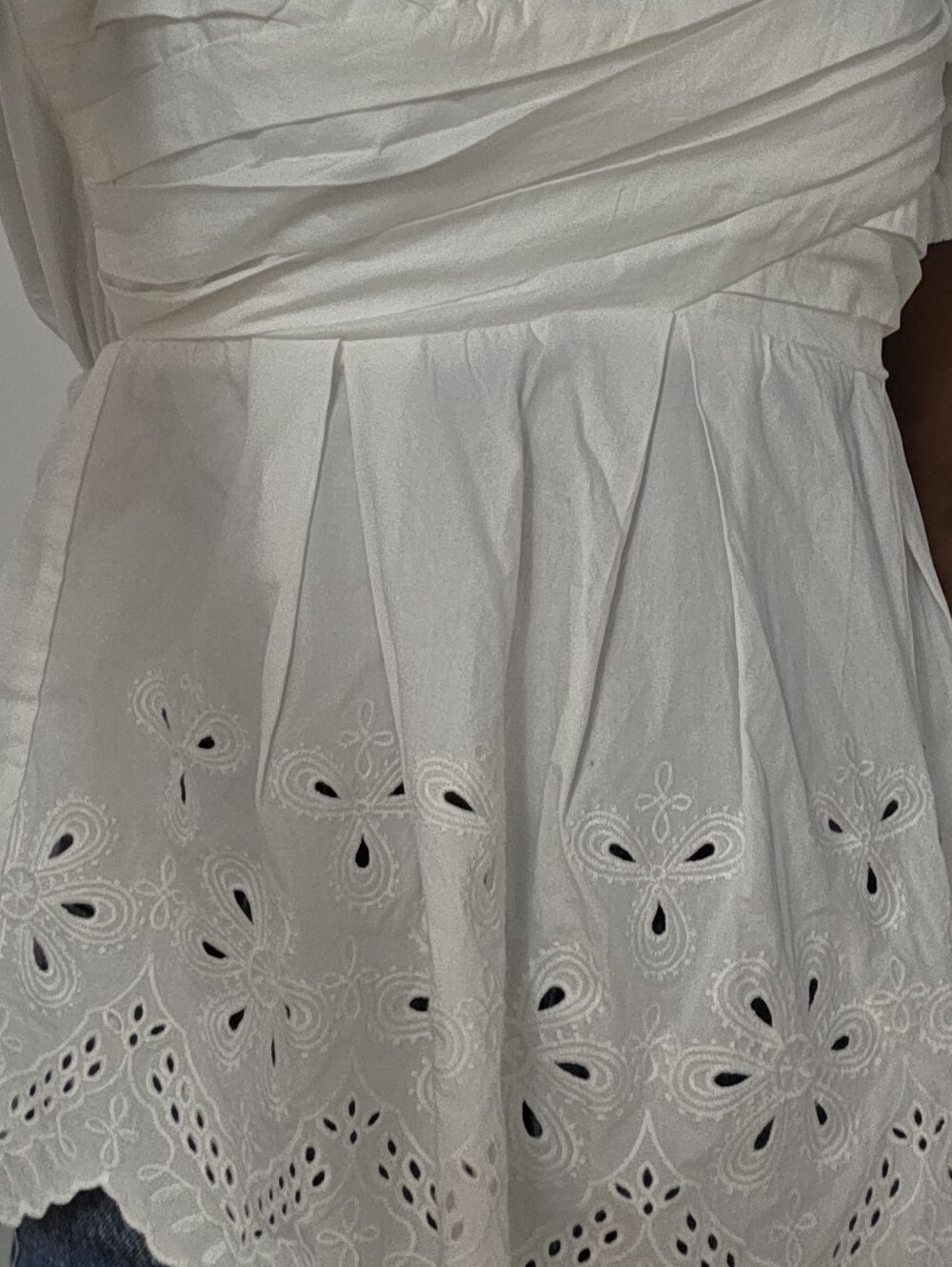 Moon River Eyelet Peplum Top - Picture 2 of 9